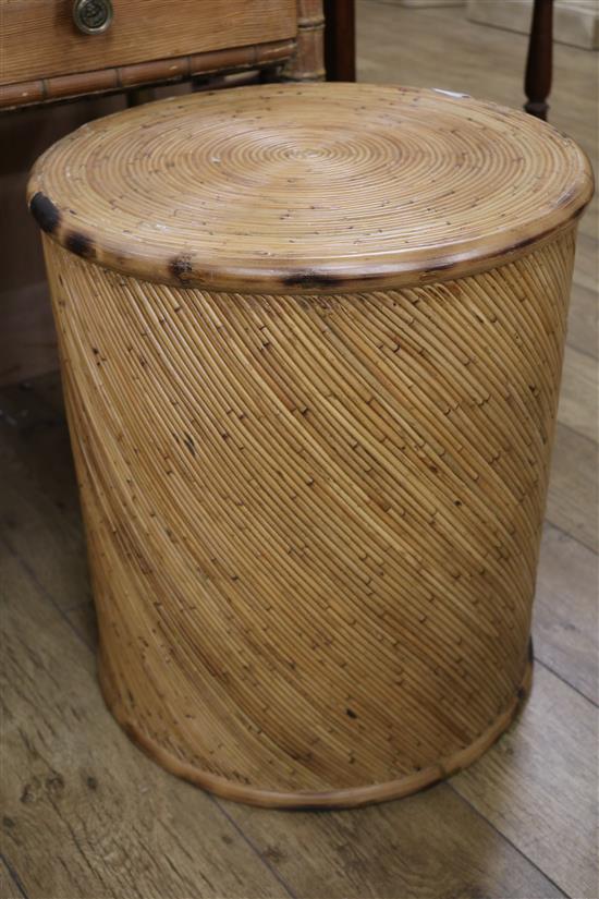 A pair of bamboo occasional tables, diameter 48cm H.56cm